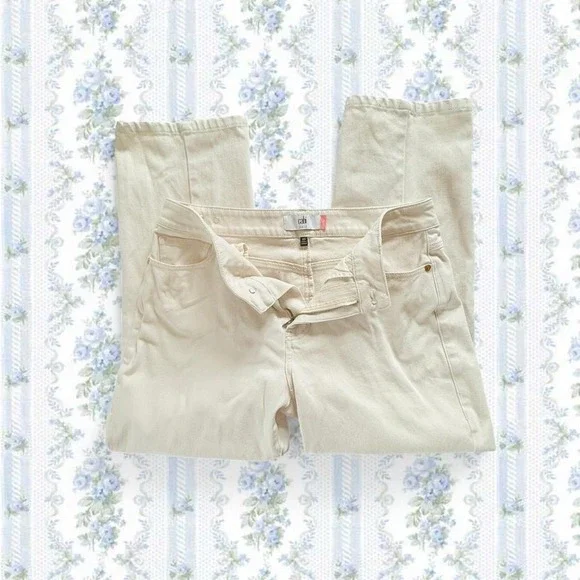 Cabi Women's Size 10 soho Cream Straight Leg Trousers - Picture 1 of 6